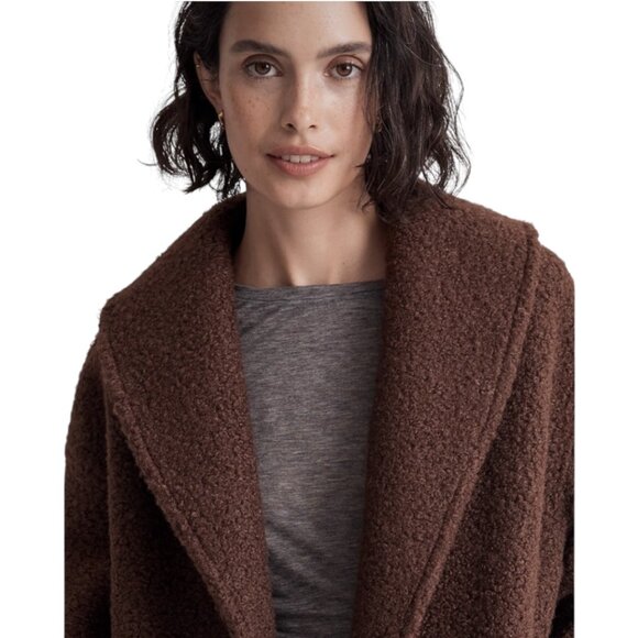 NEW MADEWELL PEBBLED FAUX SHEARLING HOT COCOA COZY SHAWL COLLAR COAT MEDIUM - Picture 3 of 12